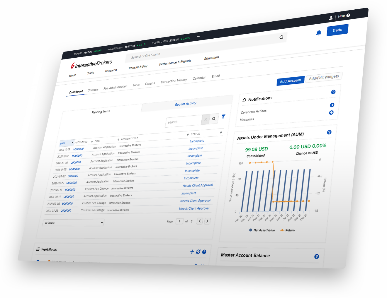 Advisor Portal dashboard