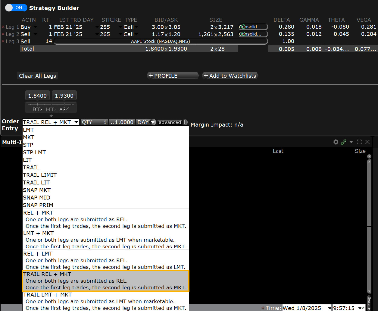 Trailing Relative + Market Order